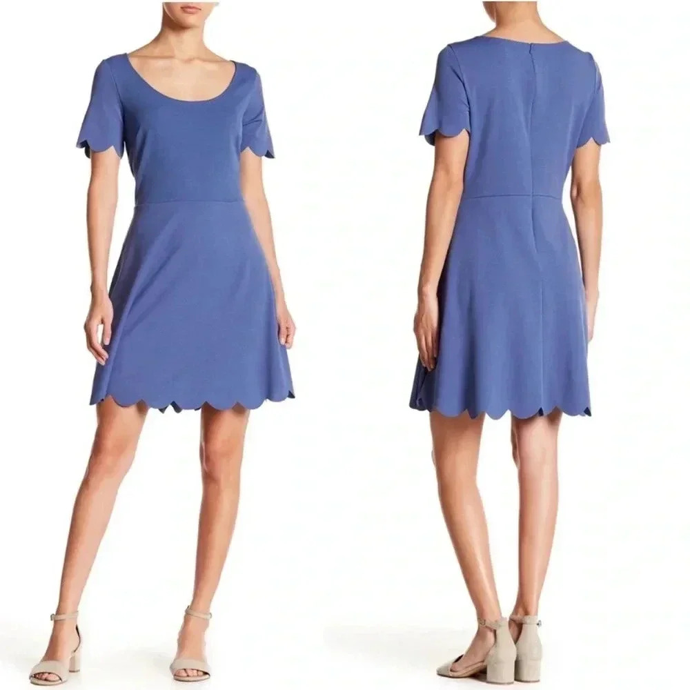 The Vanity Room Blue Dress Scalloped Hem Nordstrom XL Extra Large‎ Mini Cocktail